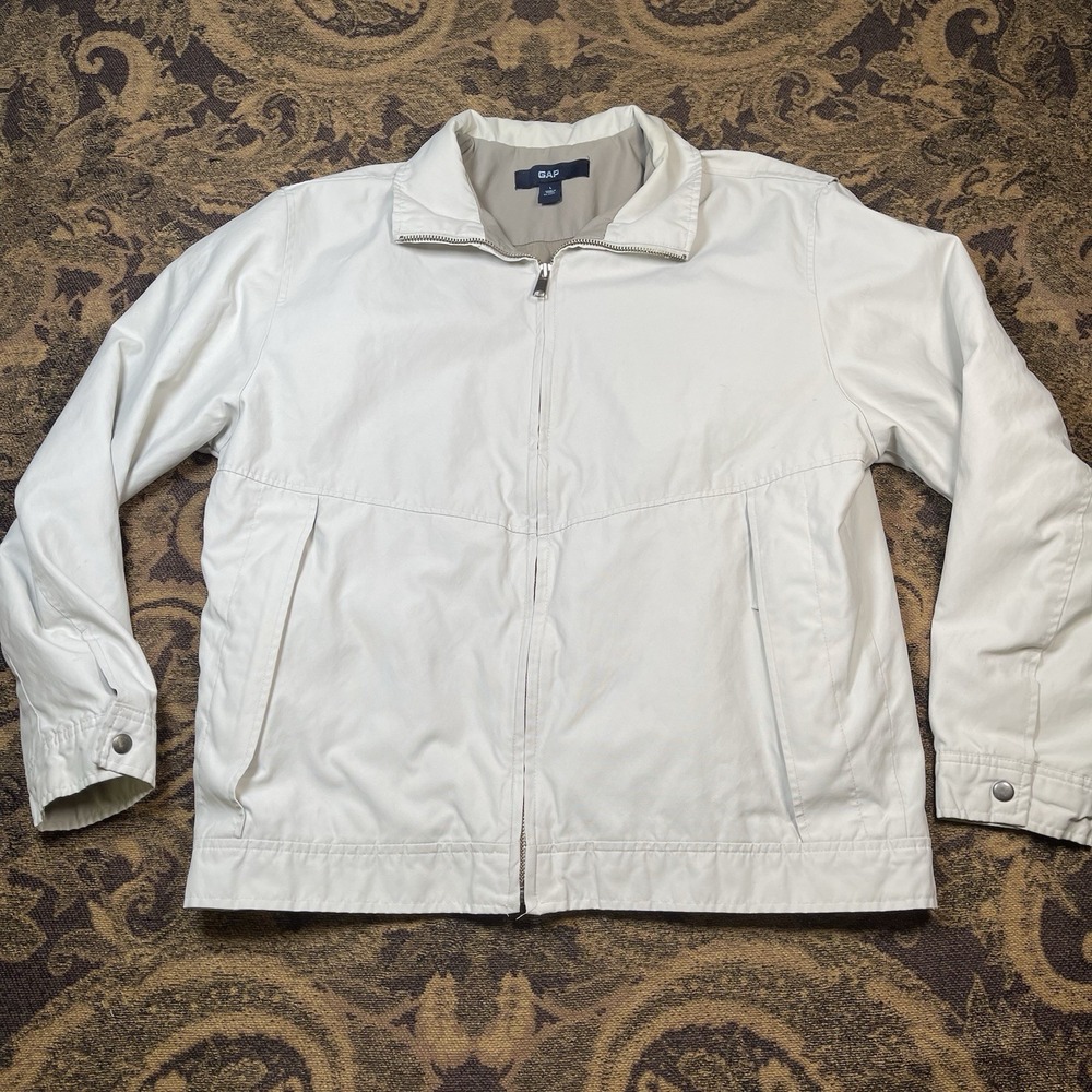 Vtg Gap Mens Tan Nylon Blend Water Repellent Full Zip Jacket Large Windbreaker